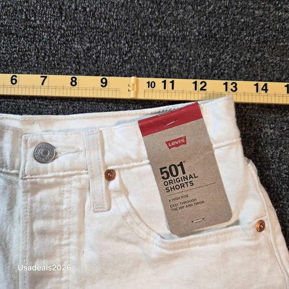 Levis 501 Original Shorts Womens 26 White High Rise Denim Jean Shorts 563270473 - Picture 9 of 9
